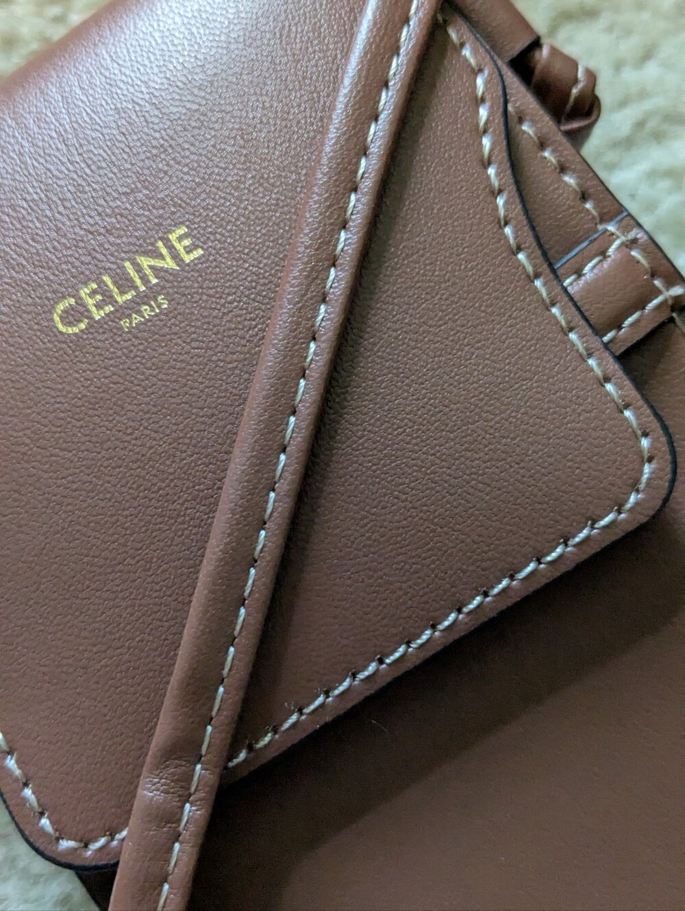 Celine Brown Leather Crossbody Phone Pouch - Picture 6 of 8